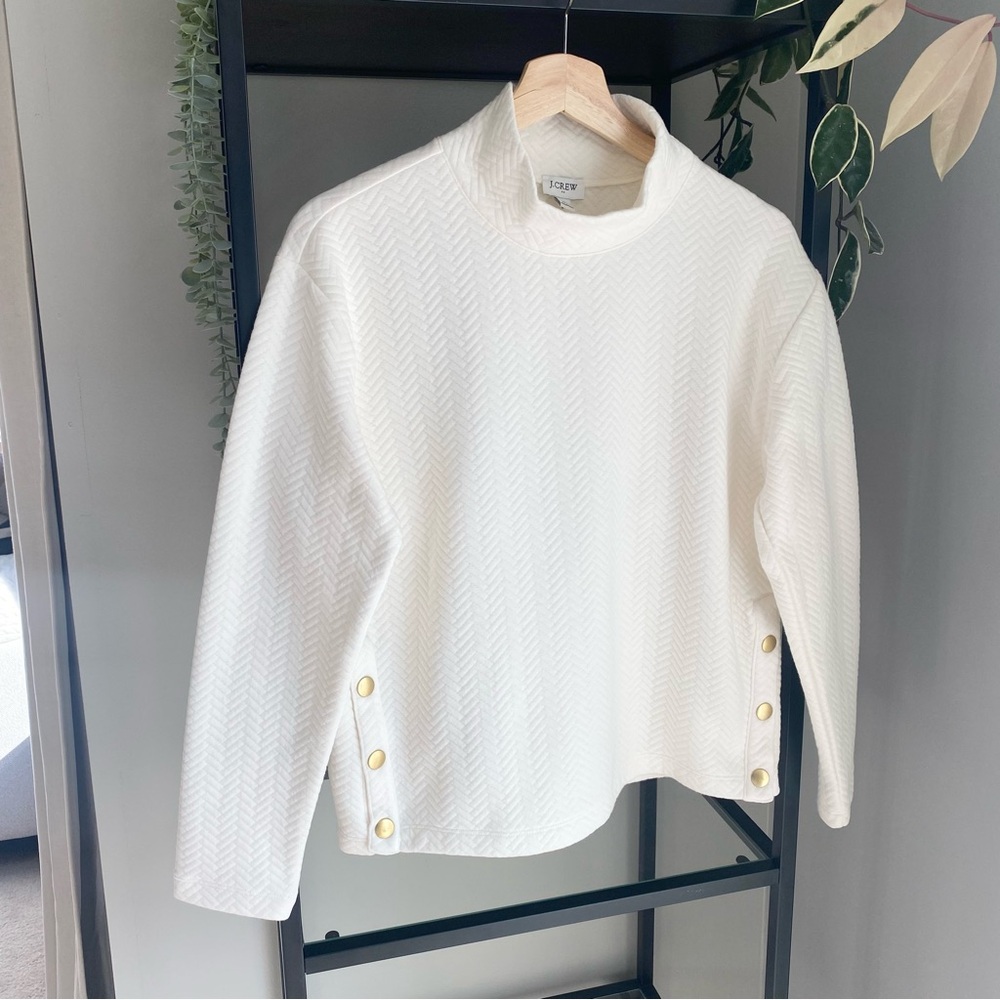 J. Crew Herringbone Quilted Mockneck Pullover